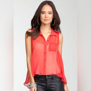 Garage • Vibrant Red Sheer Blouse